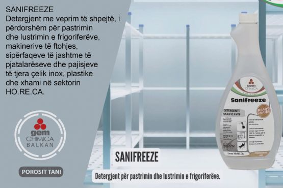 Detergjent profesional per frigorifer, detergjent per pjatalarese, detergjent per pajisje çeliku, detergjent per pajisje inox, detergjent per vetrata xhami nga Gem Chimica